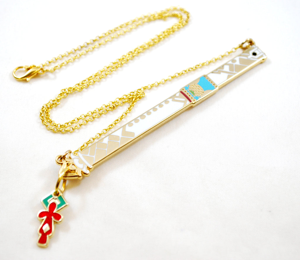 XC3 Mio's Flute as a Necklace Keychain or Pin in Metal and Enamel