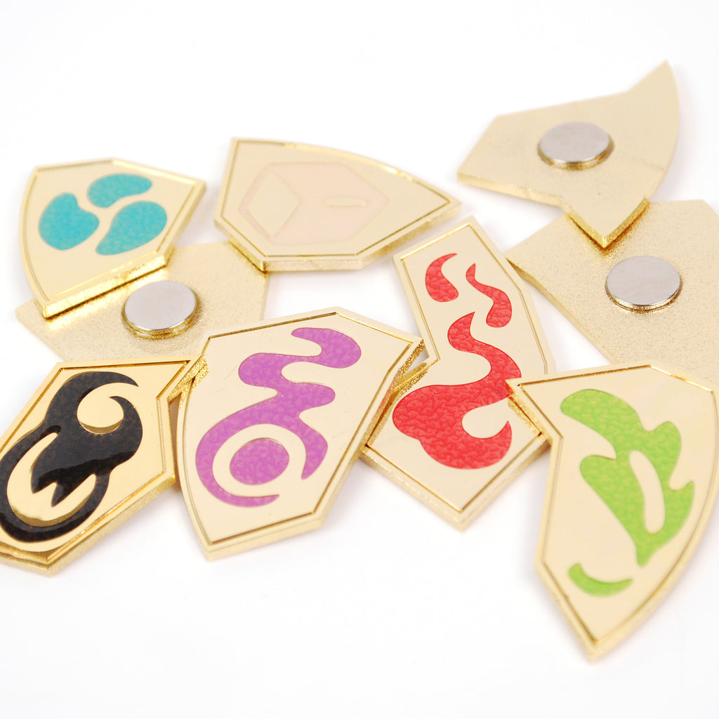 Individual Galar Badge Magnets in Metal and Enamel (NO DRAGON BADGES REMAIN)