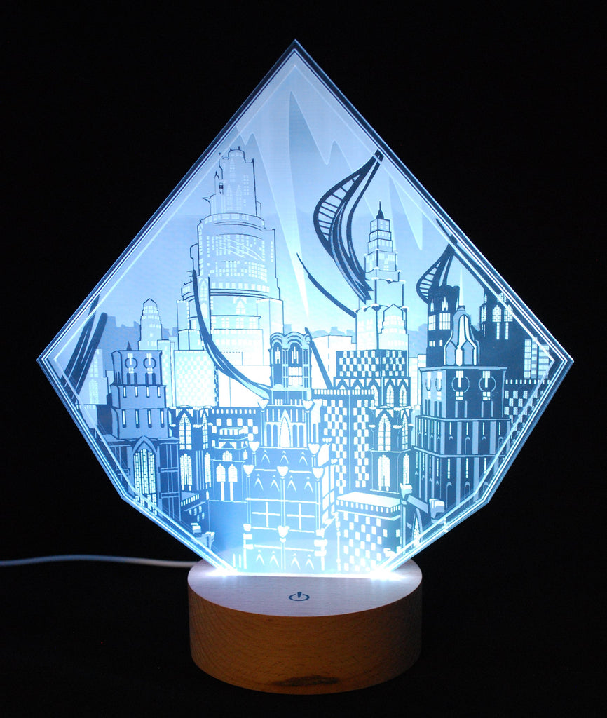 B Grade FFXIV Amaurot Skyline Acrylic Light Display with LED Color Changing Base