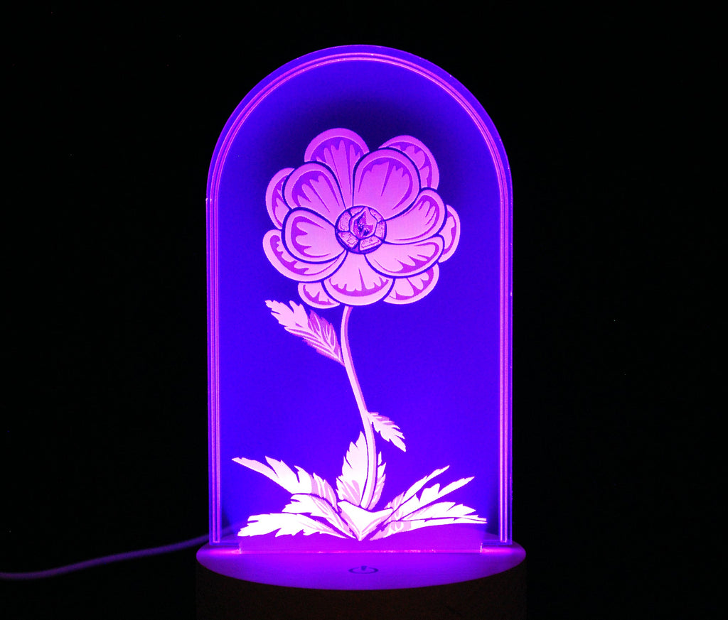 B Grade FFXIV Elpis Flower Acrylic Light Display with LED Color Changing Base