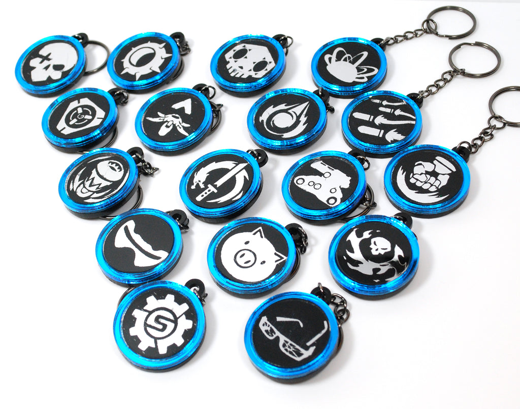 Discontinued Overwatch Ultimate Symbols in Acrylic as Keychains