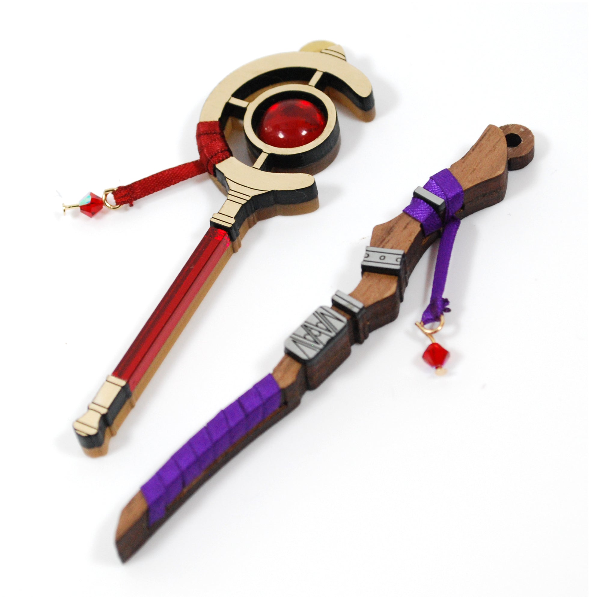 Frieren and Fern Staves in Acrylic and Wood as Necklaces and