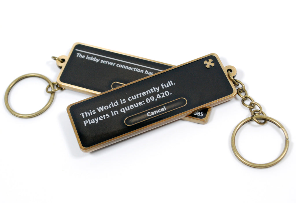 B Grade FFXIV World Full/Lobby Server Crash Meme Charm METAL DOUBLE SIDED Keychain