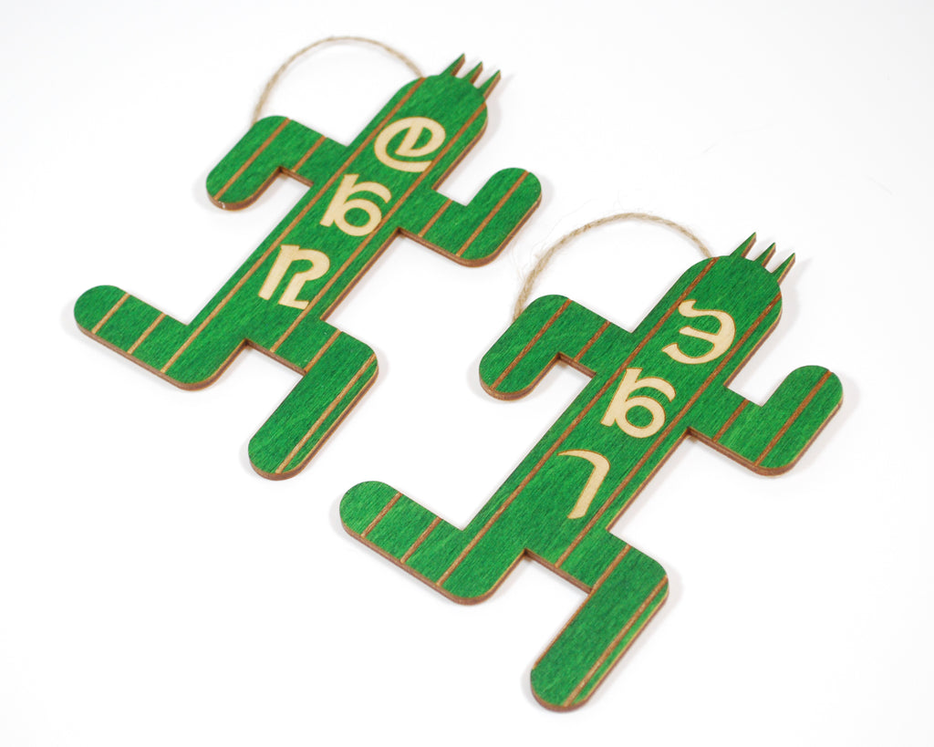 FF Inspired Cactuars as Wood Hanger Mini Sign Home Decor