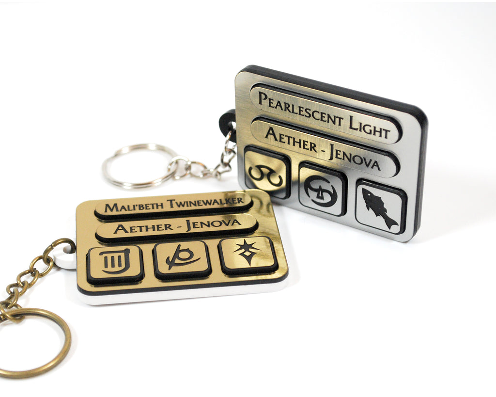 FF Adhered (non swap) Custom Character ID Plate Keychain with Portrait (2 Week Fulfillment)