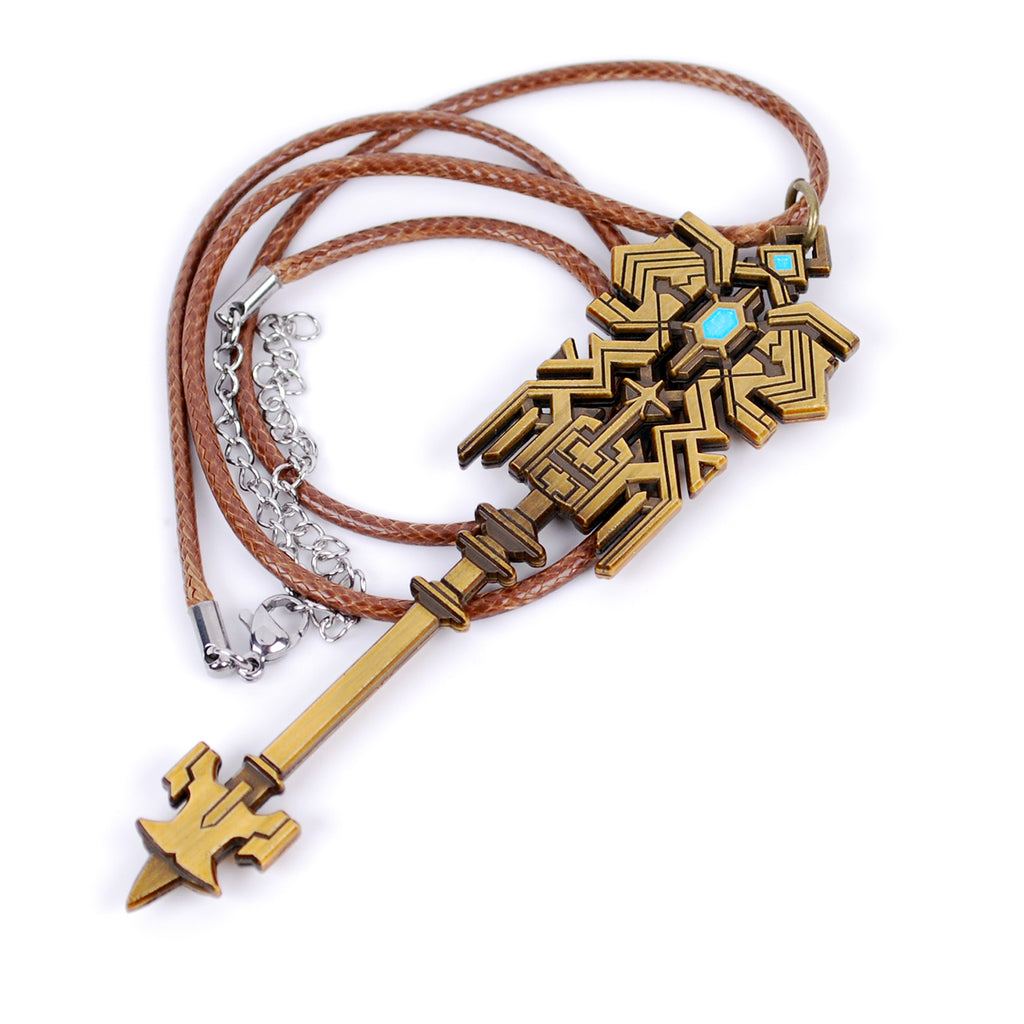 FFXIV Inspired Crystal Exarch's Staff in Metal and Enamel as Necklace or Keychain