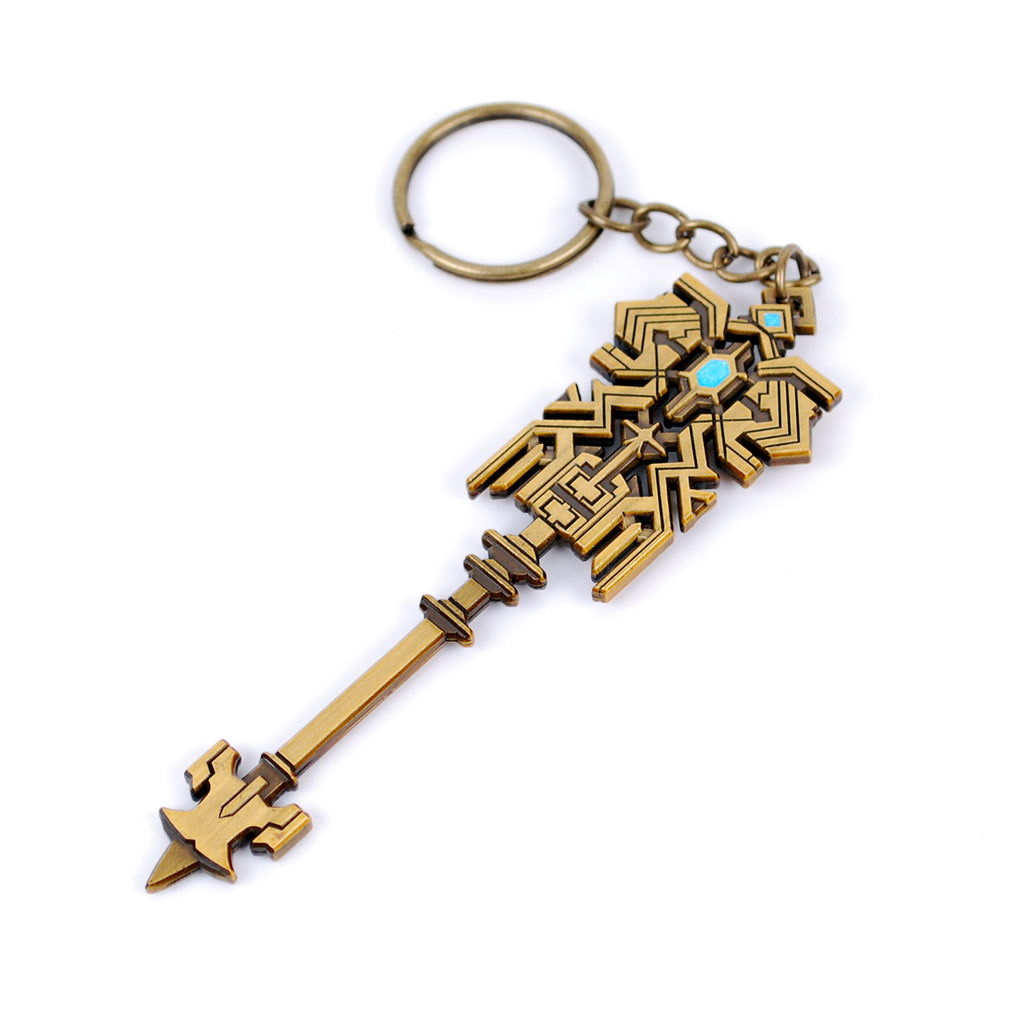 FFXIV Inspired Crystal Exarch's Staff in Metal and Enamel as Necklace or Keychain