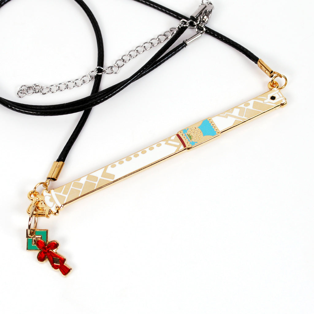 Mio's Flute as a Necklace Keychain or Pin in Metal and Enamel