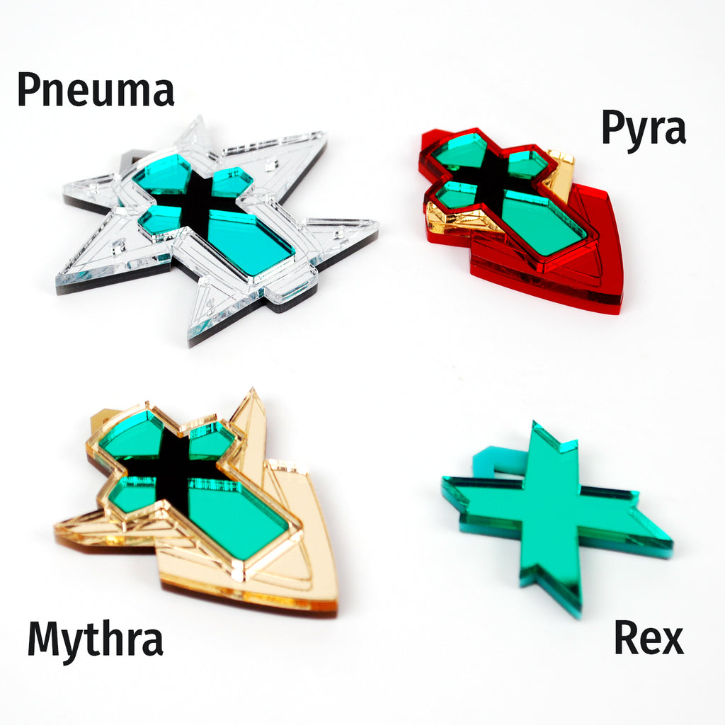 Pyra, Mythra, Pneuma, and Rex Core Crystals Acrylic Accessory