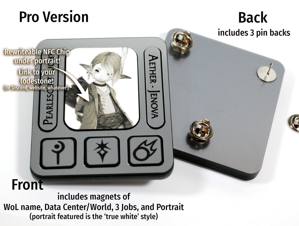 FFXIV Custom Character ID Plate Pin or Tag Keychain with Portrait (2 Week Fulfillment)