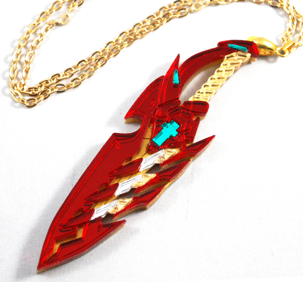 DISCONTINUED XC2 Pyra Aegis Blade Acrylic Necklace or Keychain