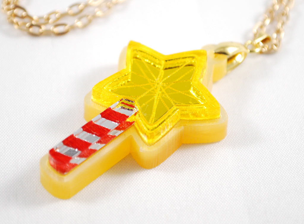Kirby Star Rod Handmade Acrylic Necklace or Keychain