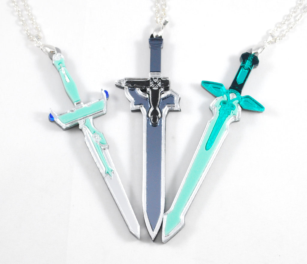 RETIRED Sword Art Online Kirito or Asuna Sword Acrylic Necklace or Keychain
