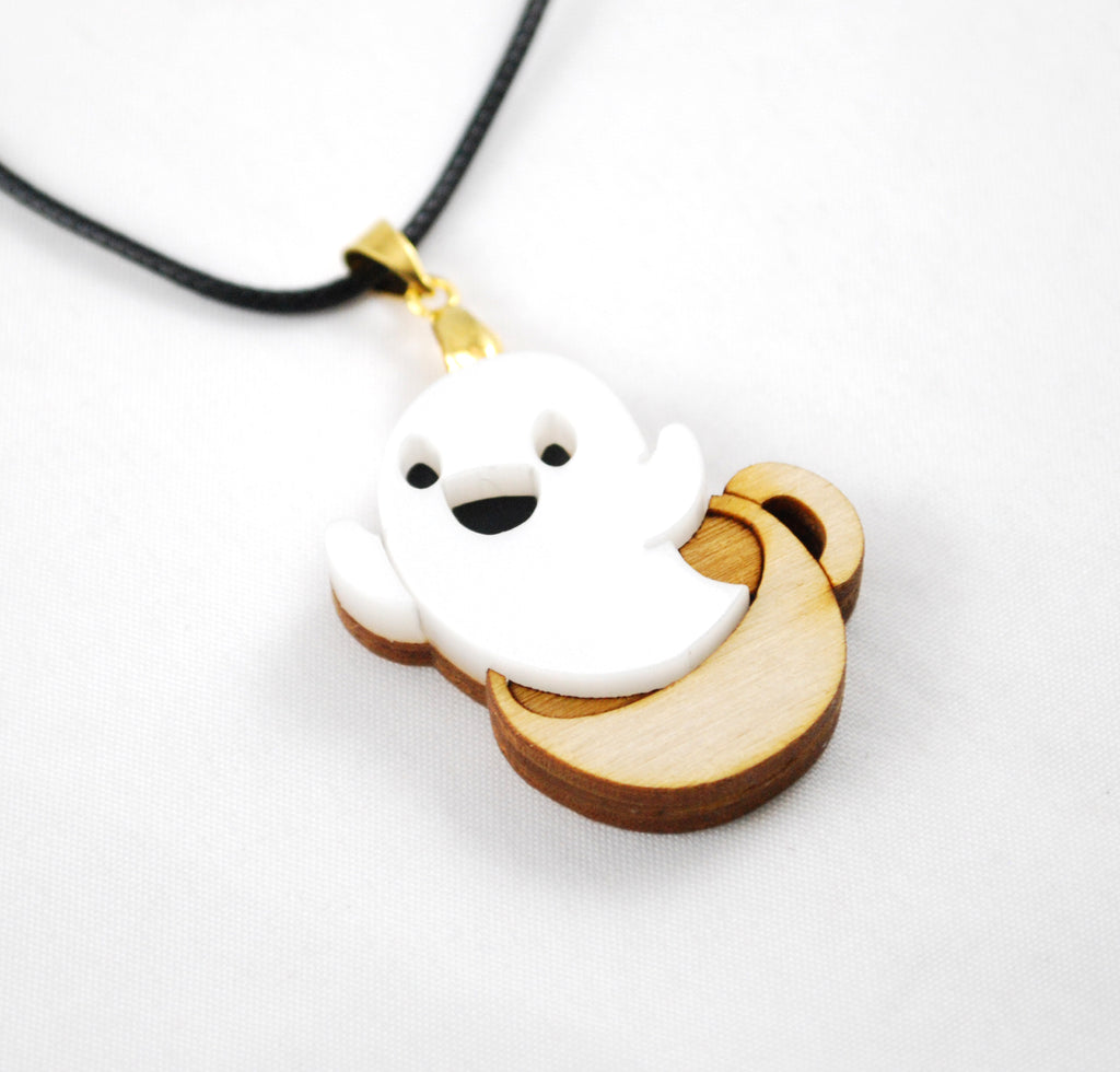 RETIRED Cup of Boo Halloween 2020 Wood and Acrylic Necklace or Keychain