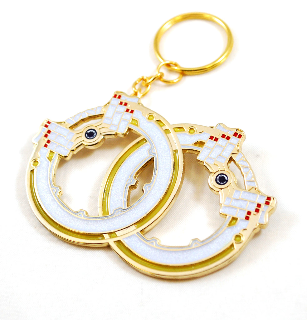 XC3 Mio's Moonblades as a Necklace Keychain or Pin Metal and Enamel