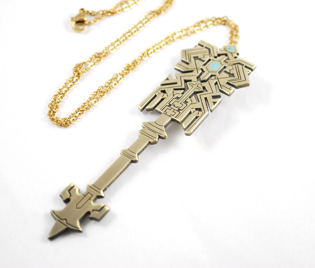 FFXIV Crystal Exarch's Staff Enamel and Metal Pin Necklace or Keychain
