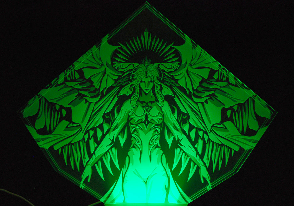 FFXIV Hydaelyn Acrylic Light Display with LED Color Changing Base