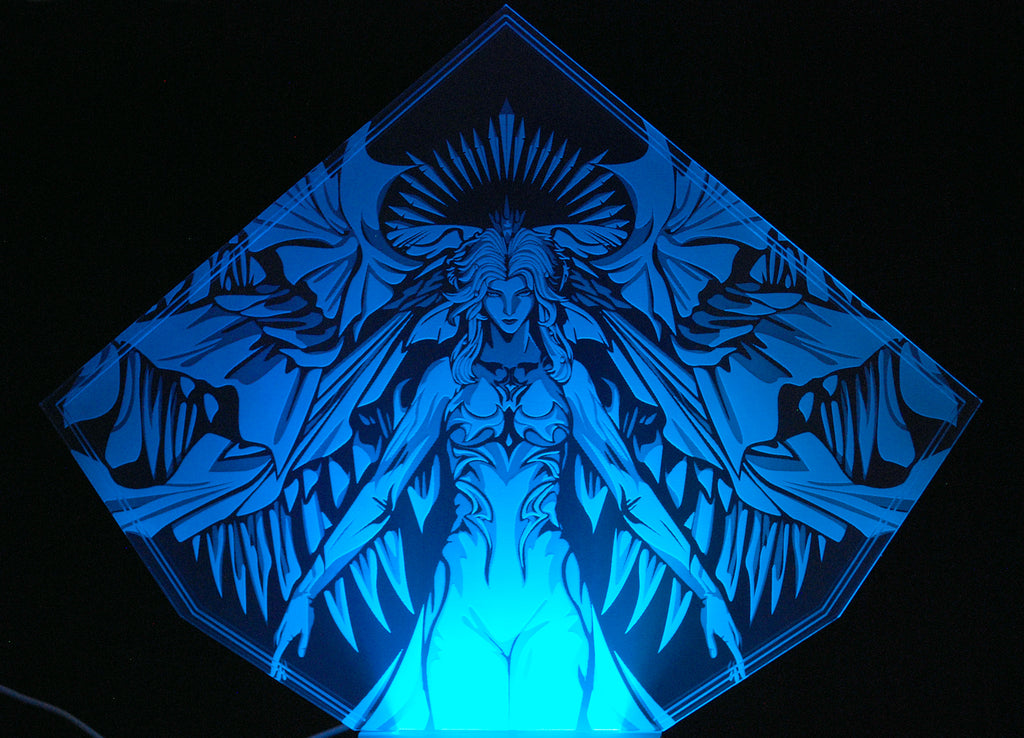 FFXIV Hydaelyn Acrylic Light Display with LED Color Changing Base