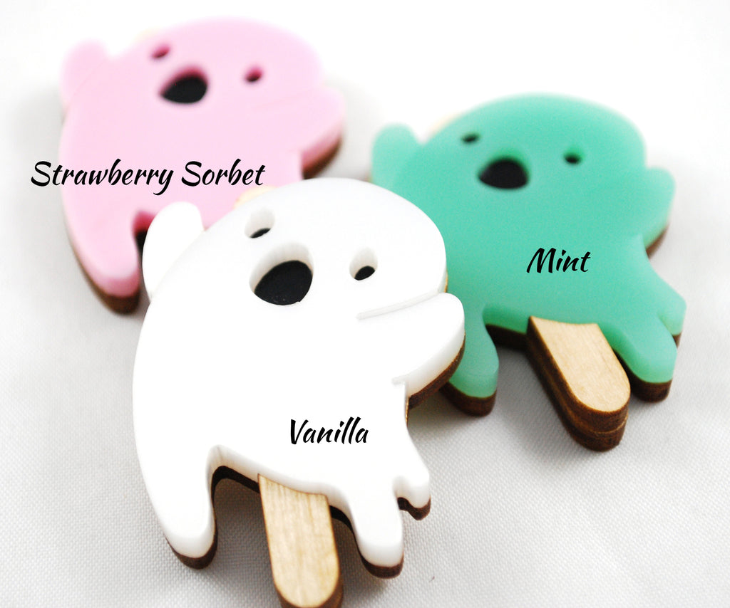 Spoopsicles Halloween 2021 Wood and Acrylic Necklace or Keychain