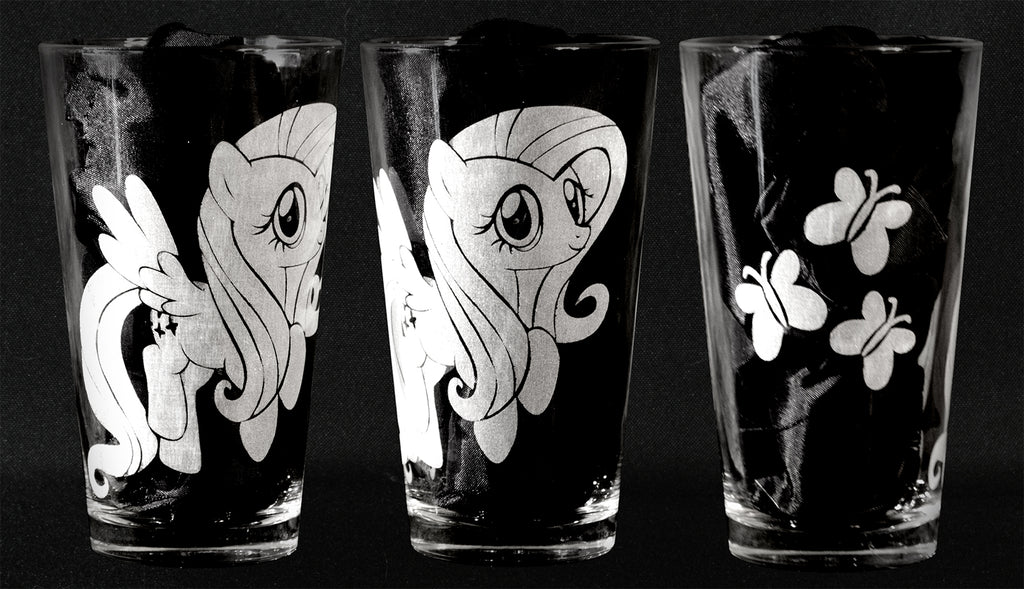 Fluttershy Laser Engraved Pint Glass